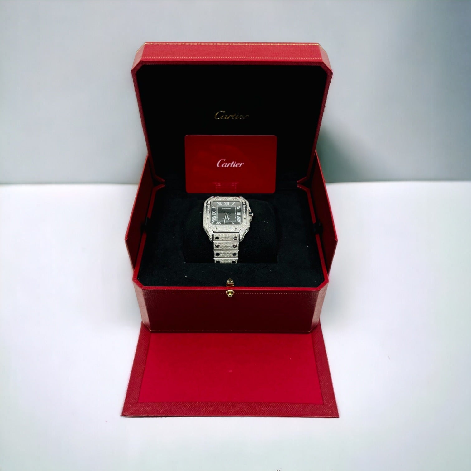 Santos Iced Out Diamond– Large – Grey Dial