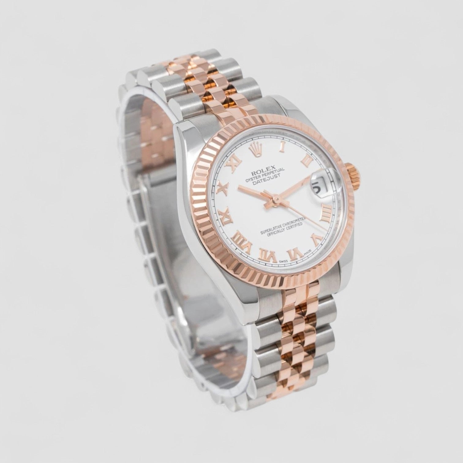 Datejust 31 White Roman Dial Steel & Rose Gold