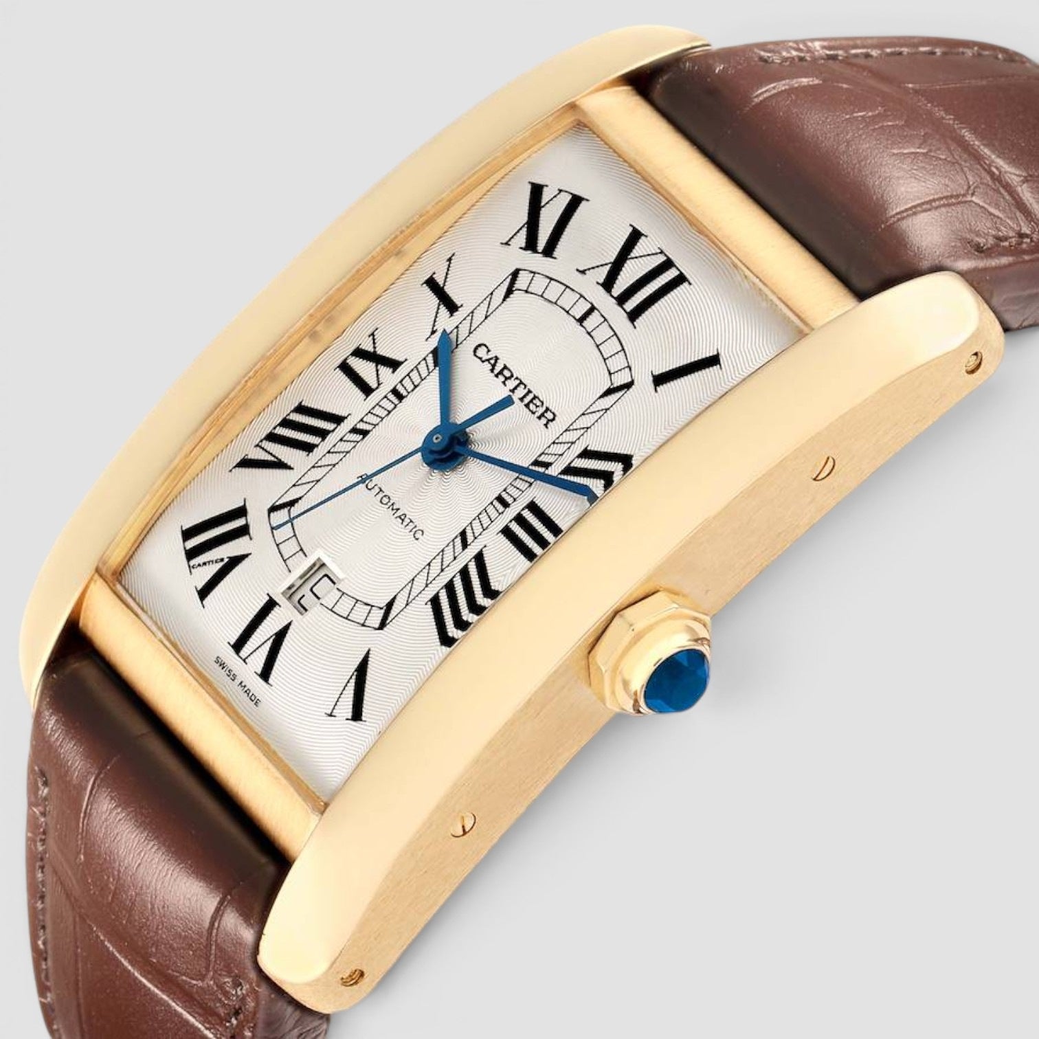 Tank Américaine XL 18K Yellow Gold Silver Guilloché Dial