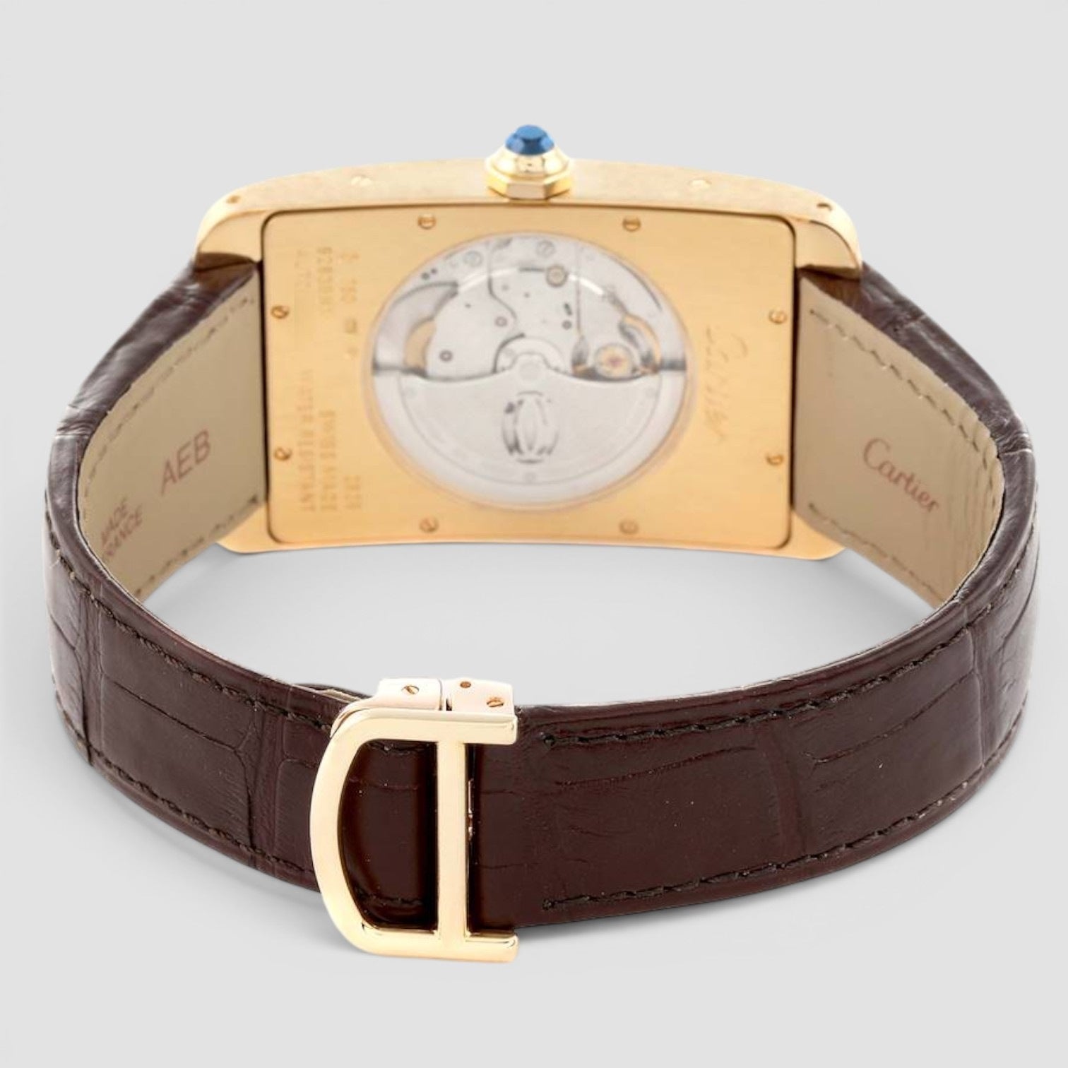 Tank Américaine XL 18K Yellow Gold Silver Guilloché Dial