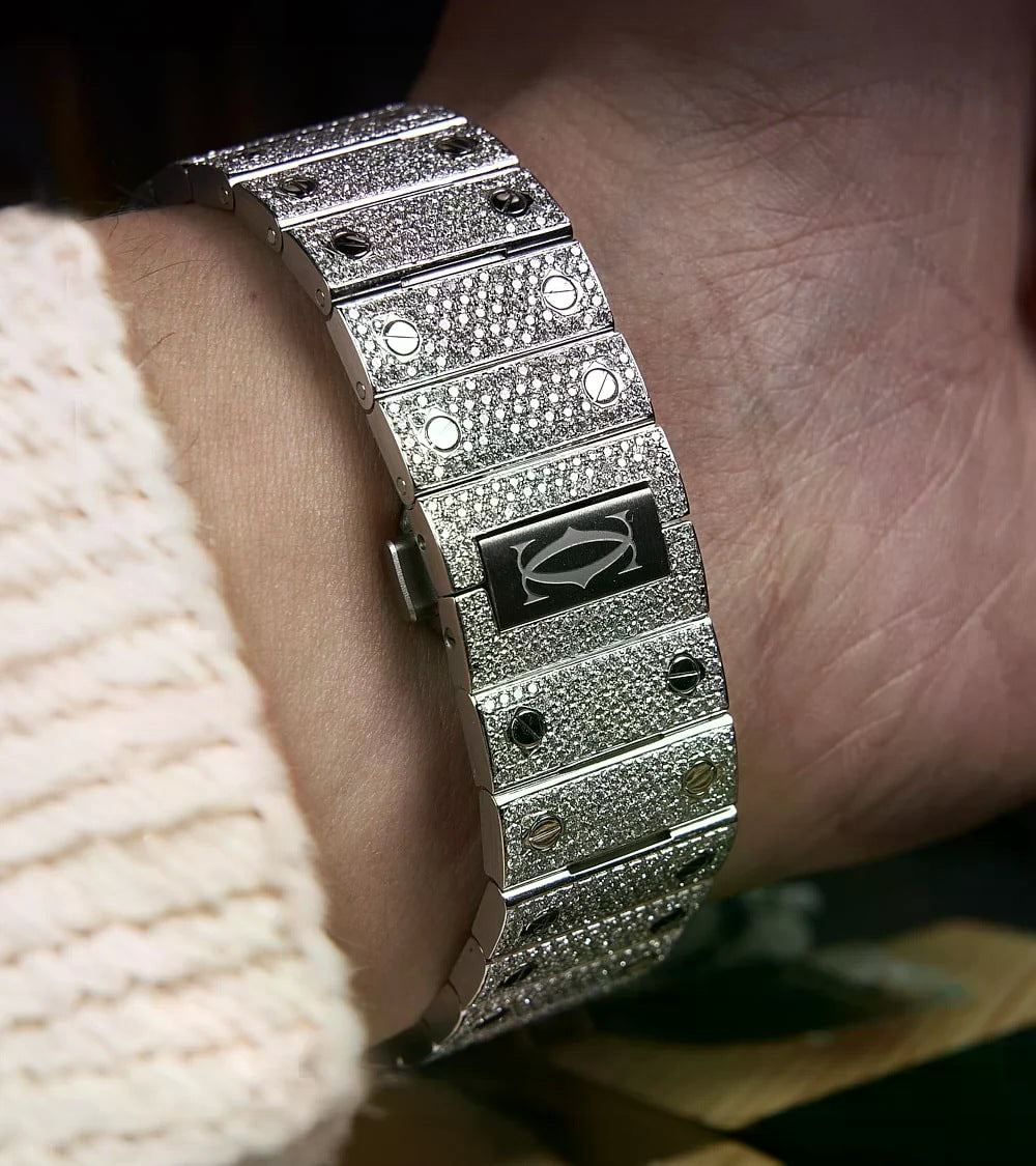 Santos de Cartier Large Fully Custom Diamond-Set Arabic Dial
