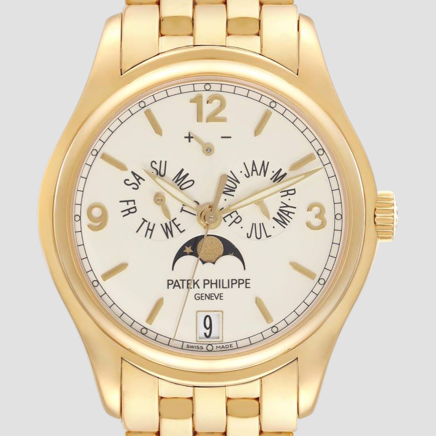 Complications Annual Calendar Moon Phases Date Yellow Gold Cream Dial