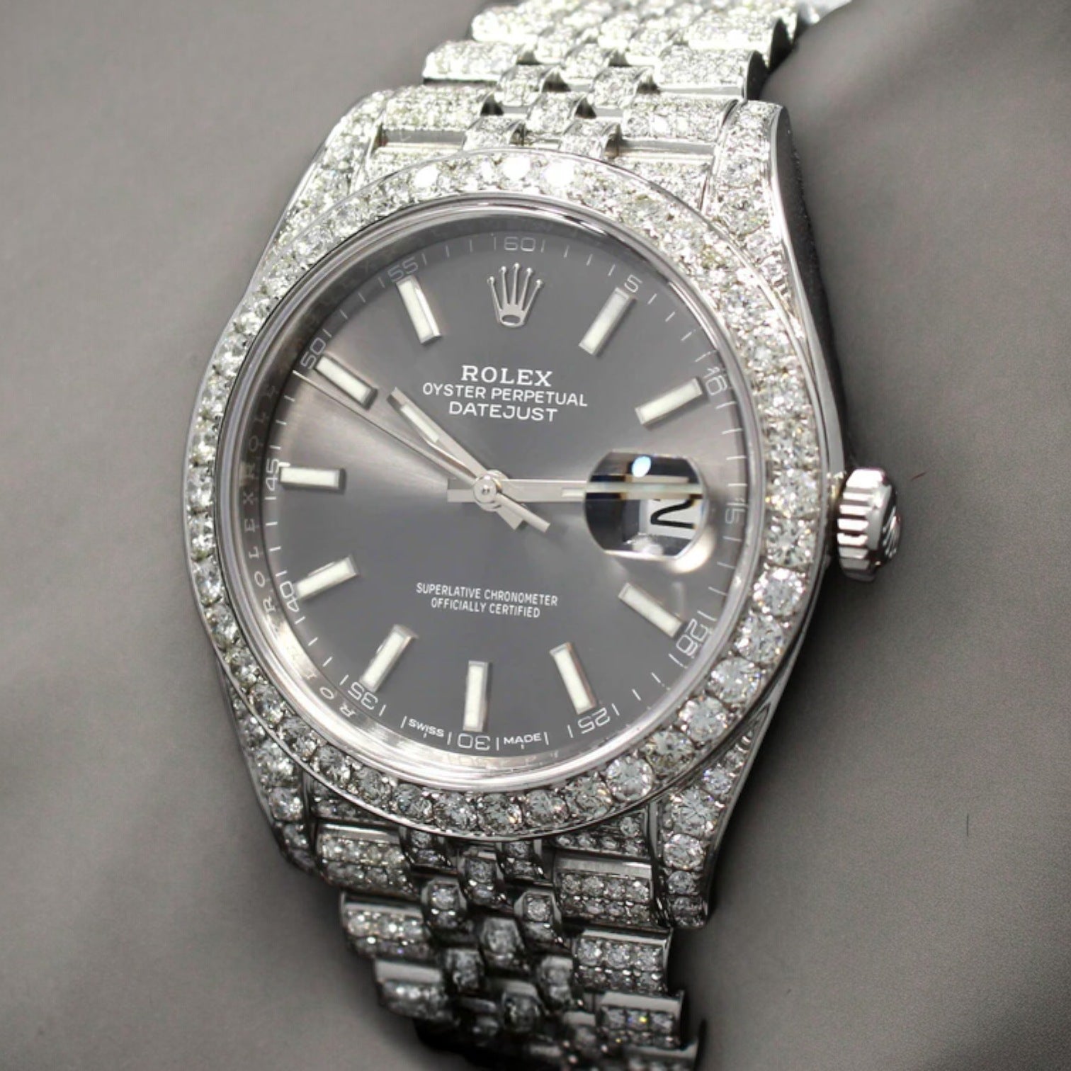 Datejust 41 Full Iced out – Diamonds – Grey Dial – Jubilee