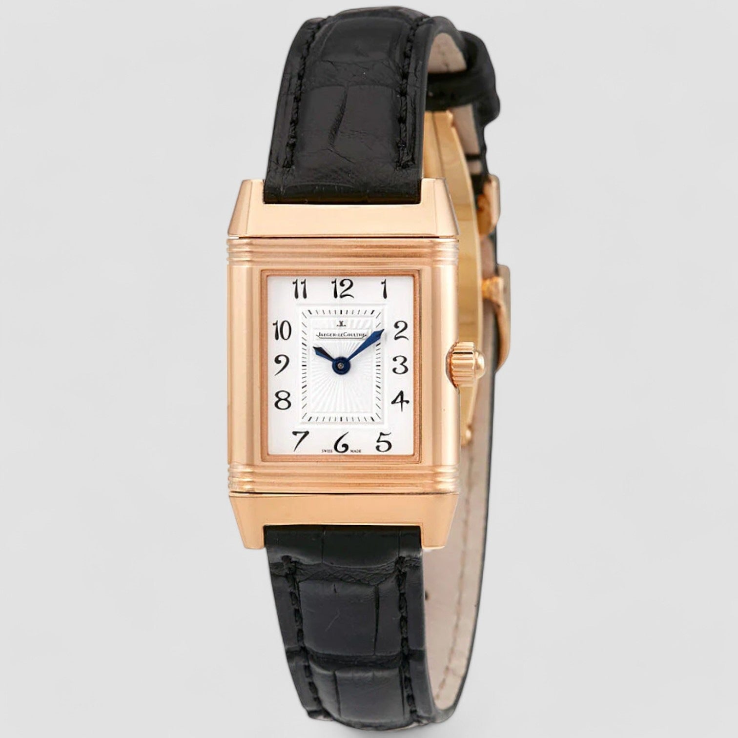 silver and black 18kt rose gold ladies watch