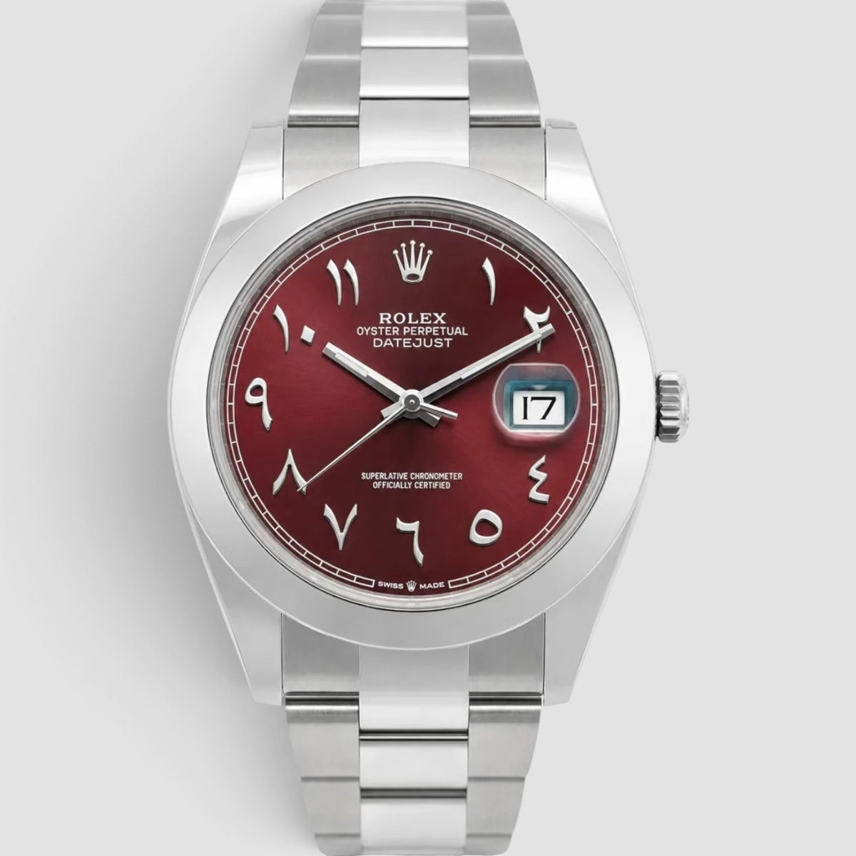 Datejust 41 Burgundy Arabic Custom Dial Oyster