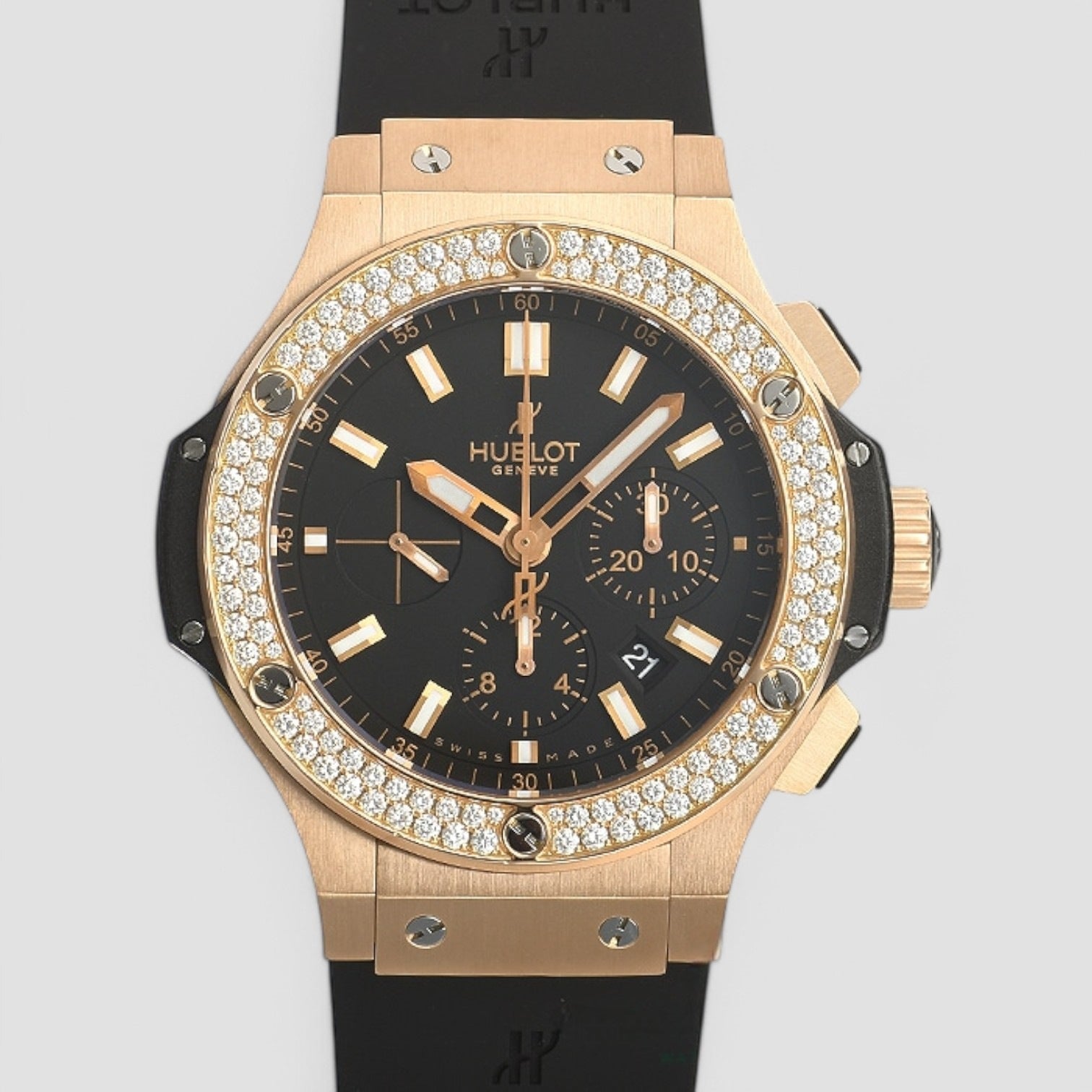 Big Bang 18kt Rose Gold Automatic Chronograph Diamond Men's Watch