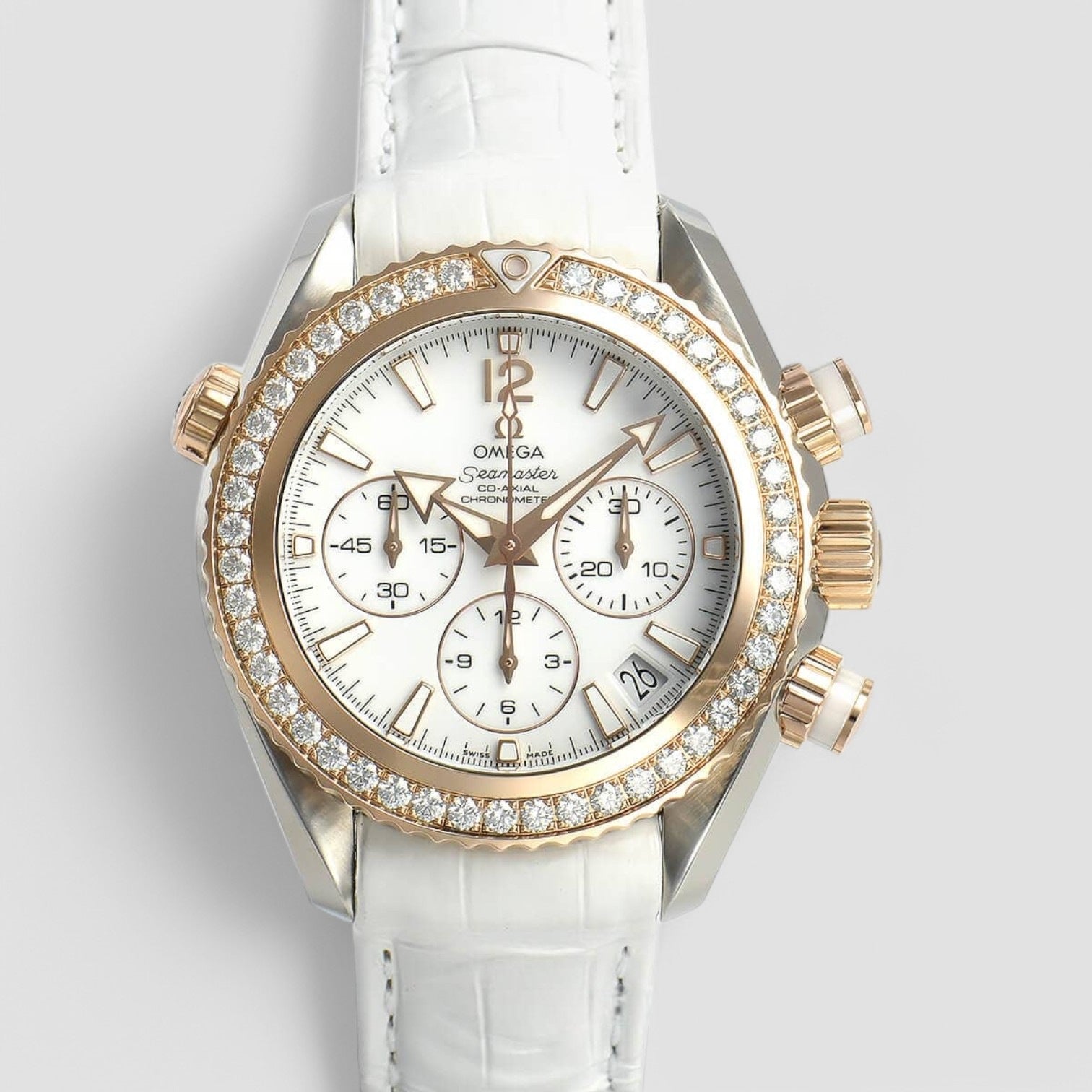 Seamaster Planet Ocean Chronograph Automatic Chronomete Diamond Ladies Watch