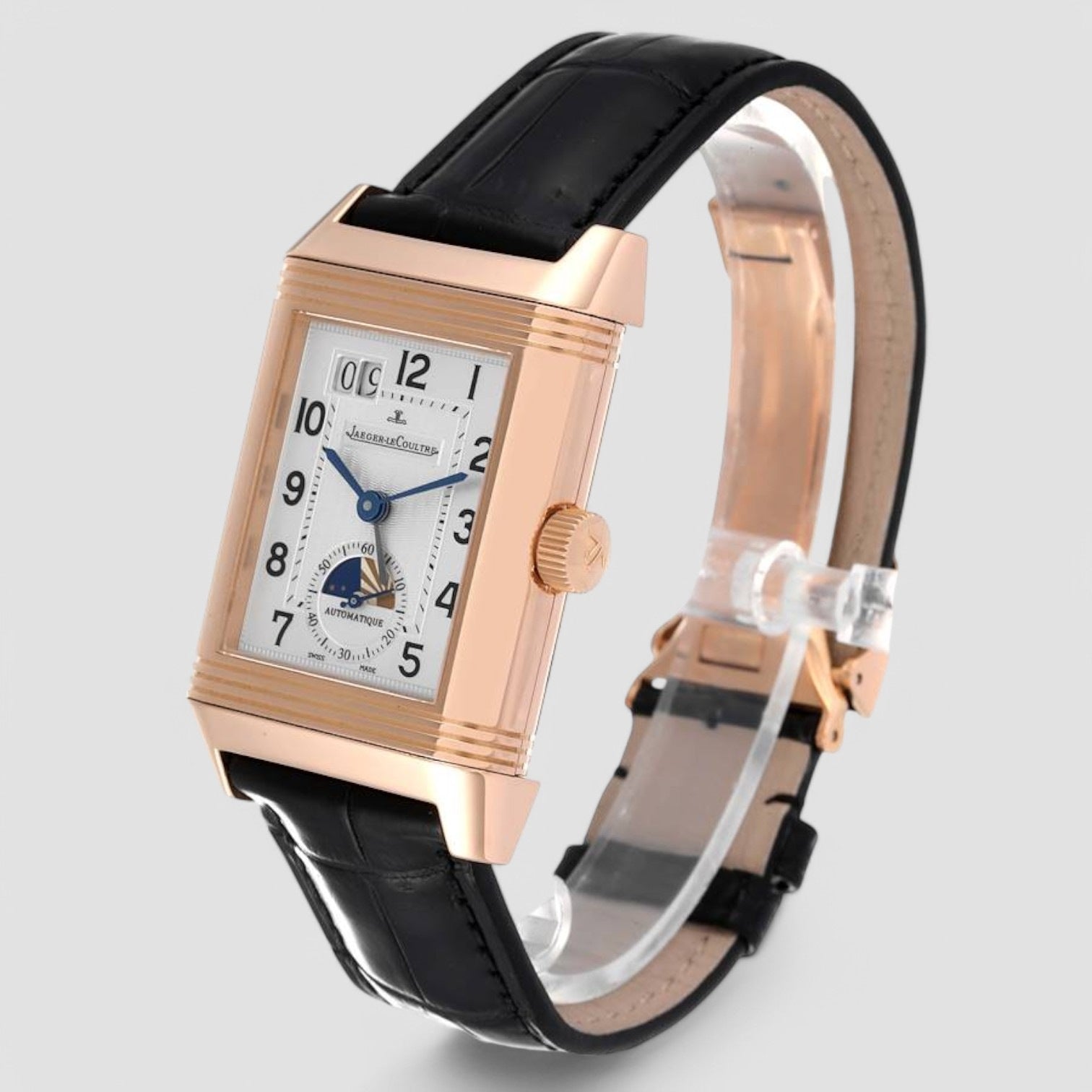 Grande Reverso Sun Moon Dual Time Rose Gold Mens Watch