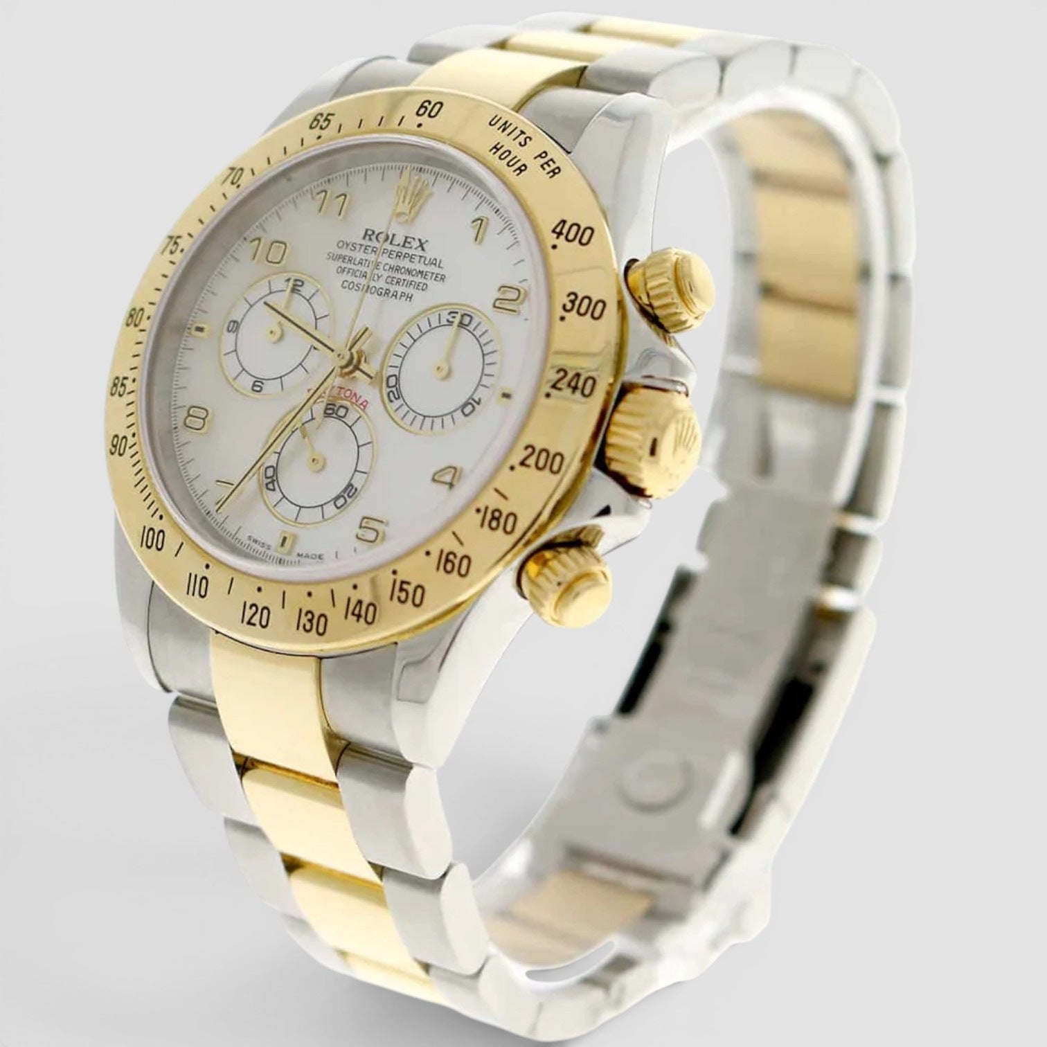 Cosmograph Daytona 40mm Steel & Yellow Gold Mother-of-Pearl Arabic Dial