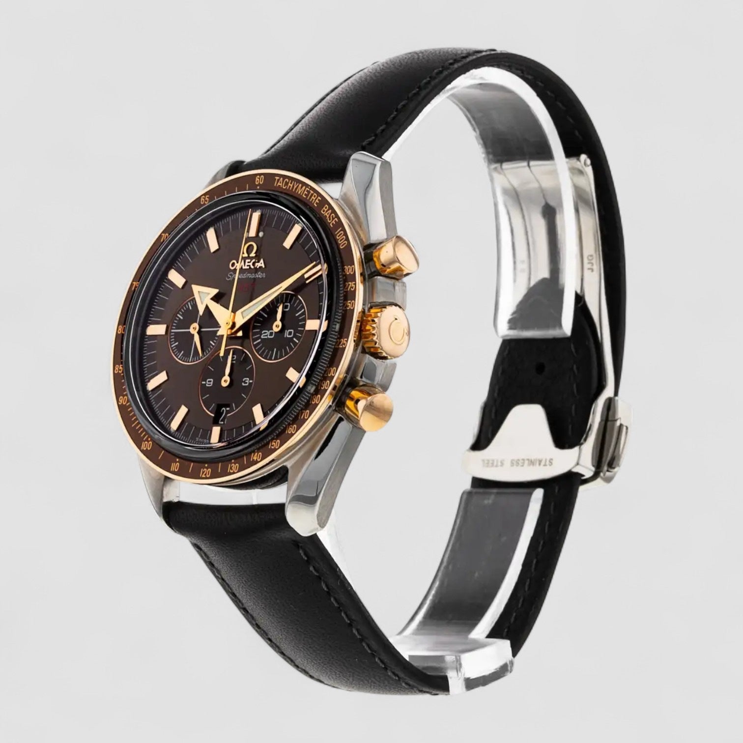Speedmaster Broad Arrow Brown Dial SS / 18K Rose Gold