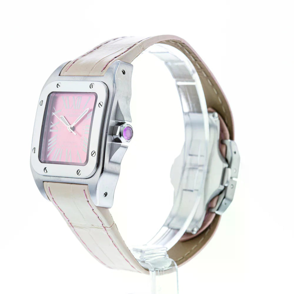 Santos 100 Pink dial automatic