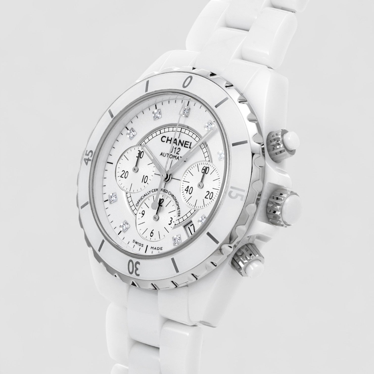 J12 Chronograph Automatic 41mm White Ceramic Diamond Dial