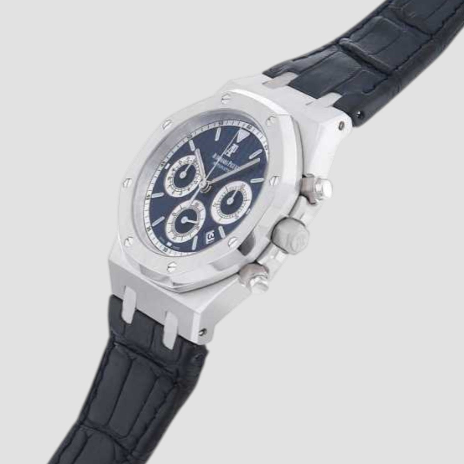 Royal Oak Chronograph 18K White Gold Blue Dial / Alligator