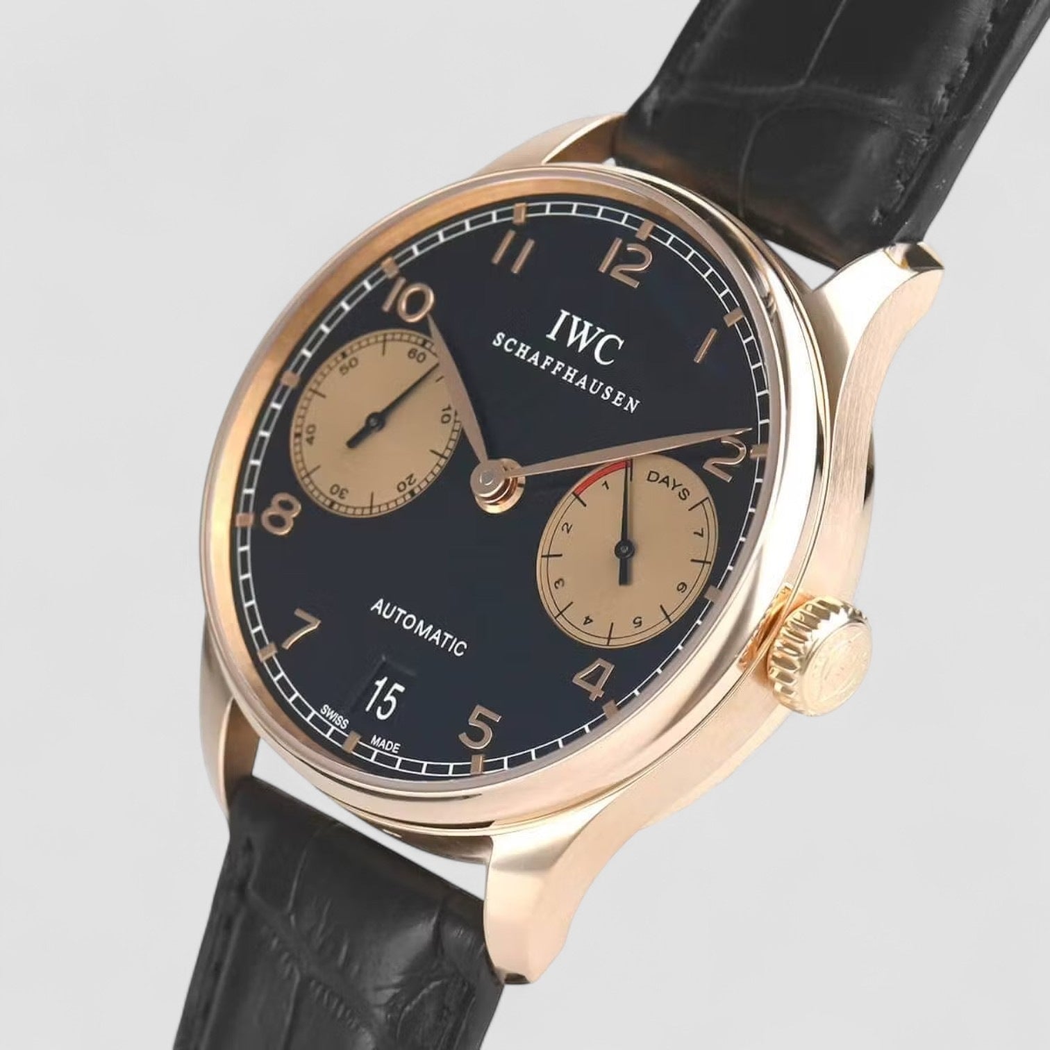 Portuguese 7 Day Automatic 18K Rose Gold Black Dial Boutique Edition