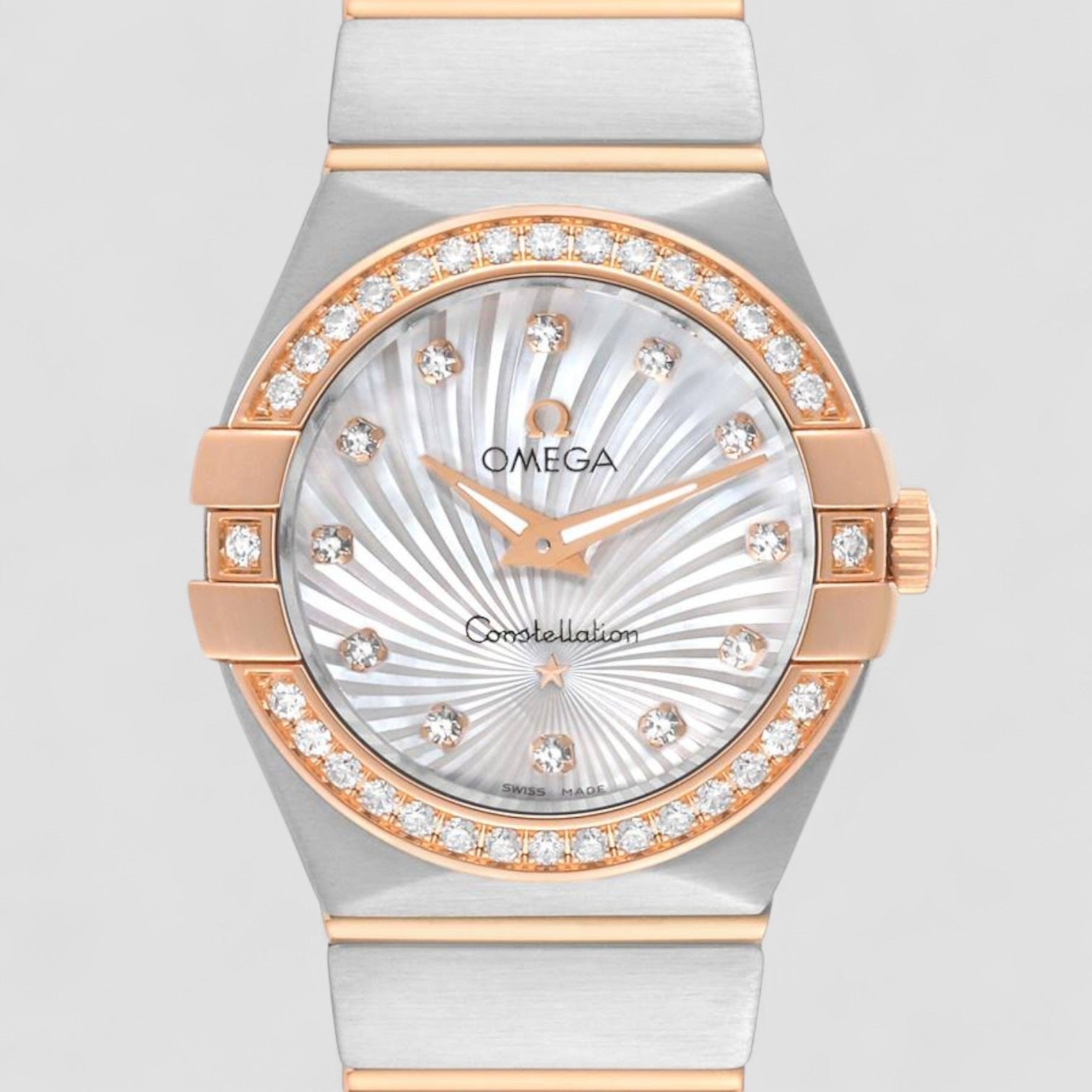 Constellation 27 Steel Rose Gold Mother Of Pearl Diamond Ladies Watch