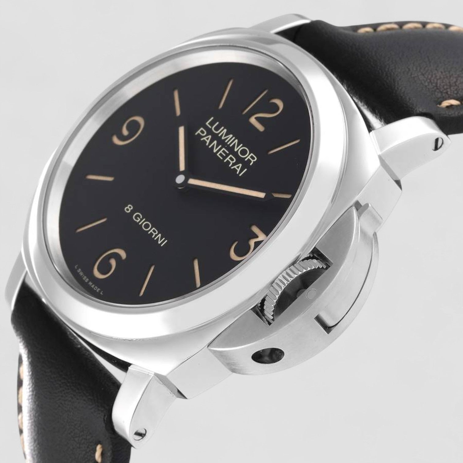 Luminor 8 Giorni Black Dial Steel Mens Watch