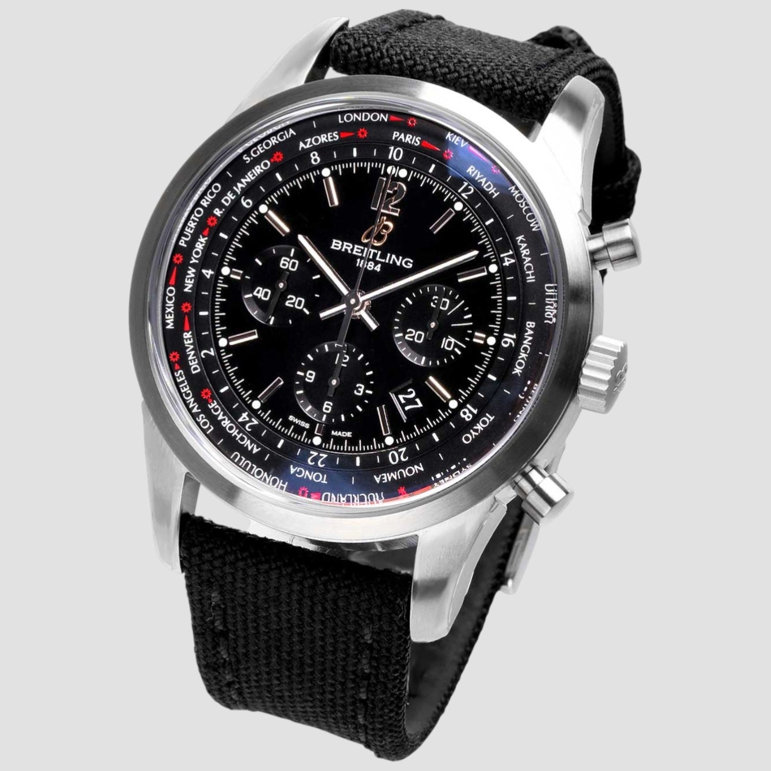 Transocean Chronograph Czarny/Tkanina Ø46 mm