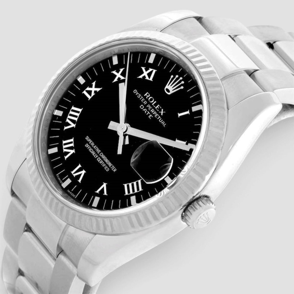 Oyster Perpetual Date 34 Black Roman Dial