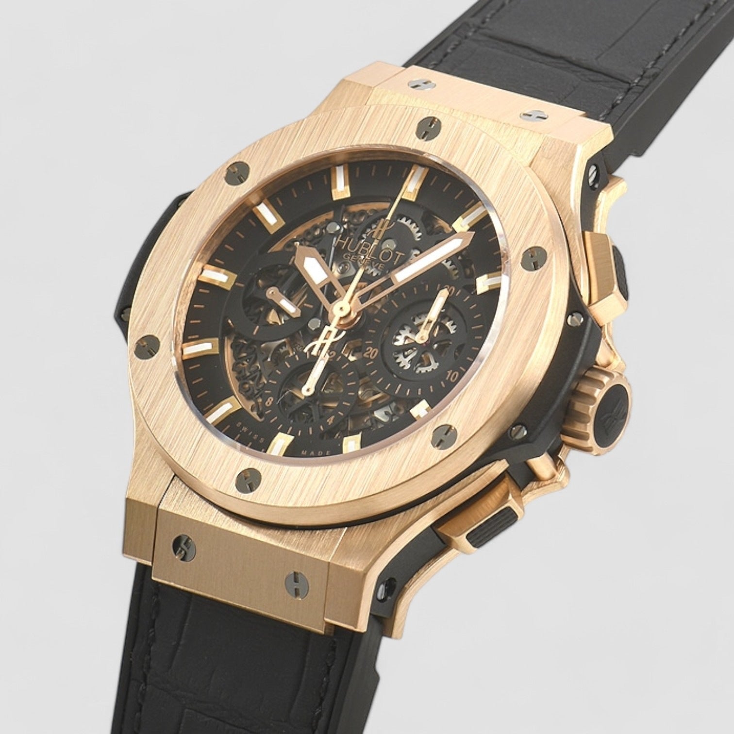 Big Bang Aero Bang Skeleton Index Rose Gold & Leather 44mm