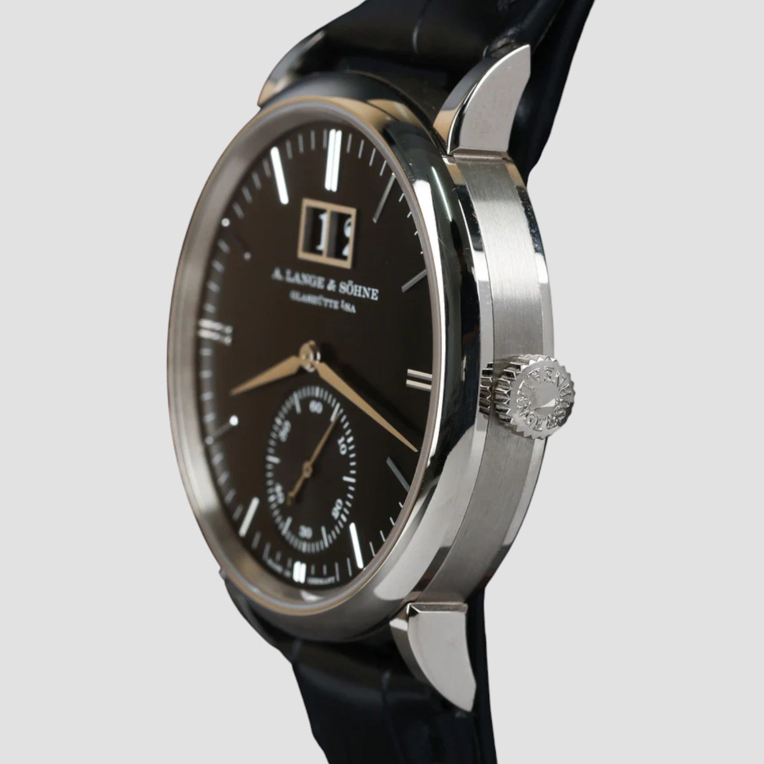 Saxonia Outsize Date 18K White Gold / Black Dial