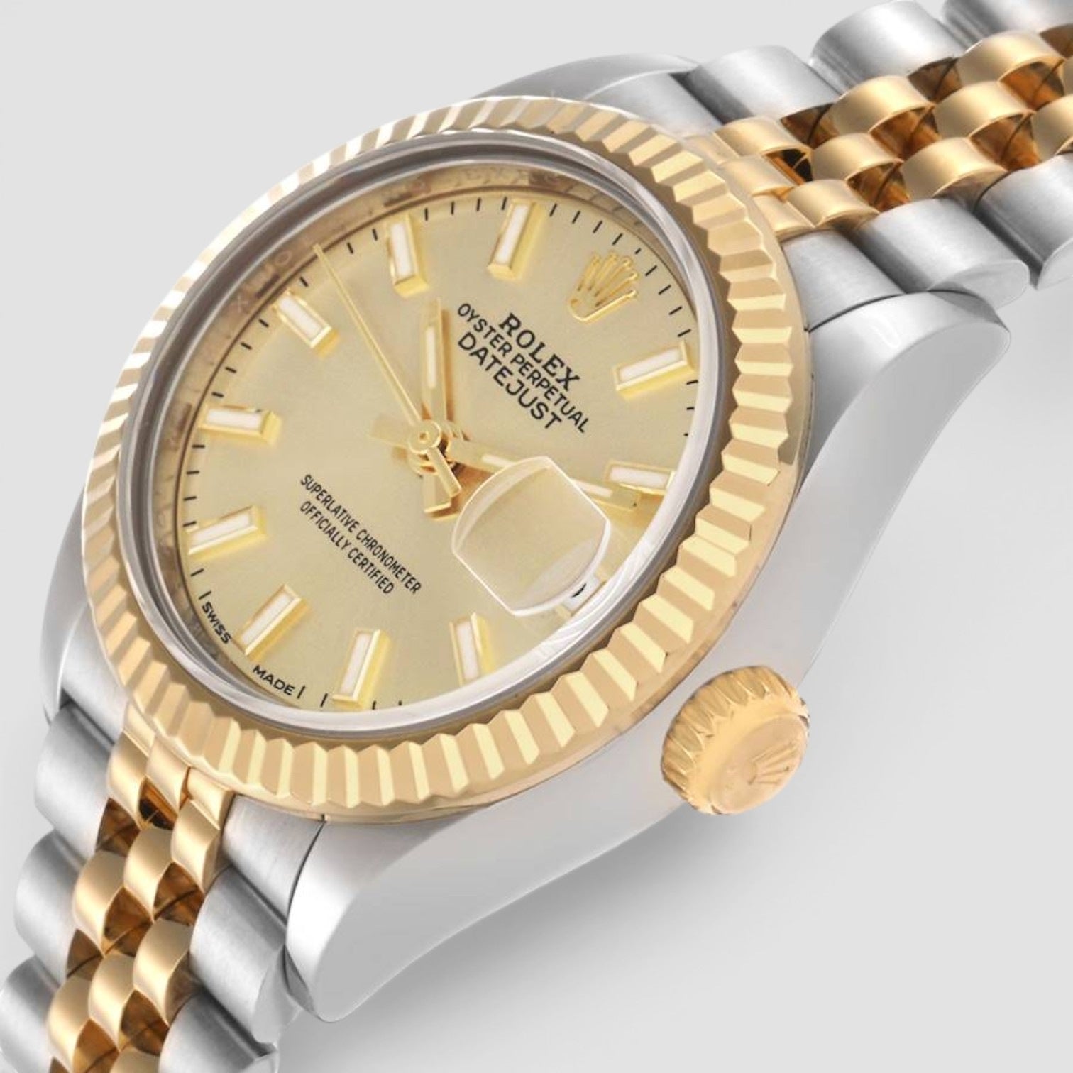 Lady-Datejust Champagne Dial Two-Tone Jubilee