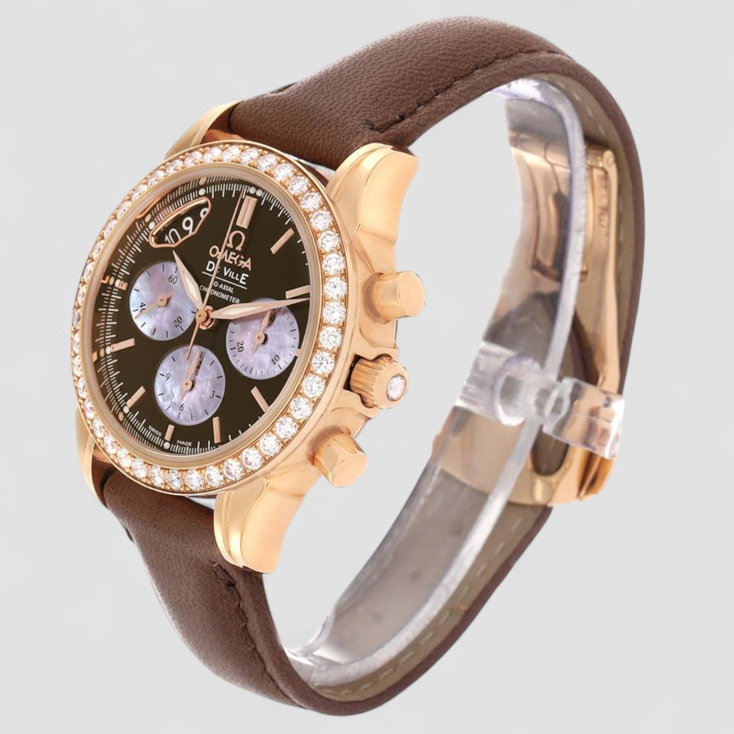 DeVille CoAxial Rose Gold Diamond Ladies Watch