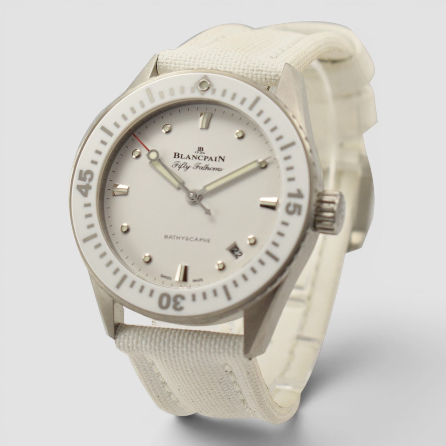 Fifty Fathoms Bathyscaphe 38mm Steel White Dial