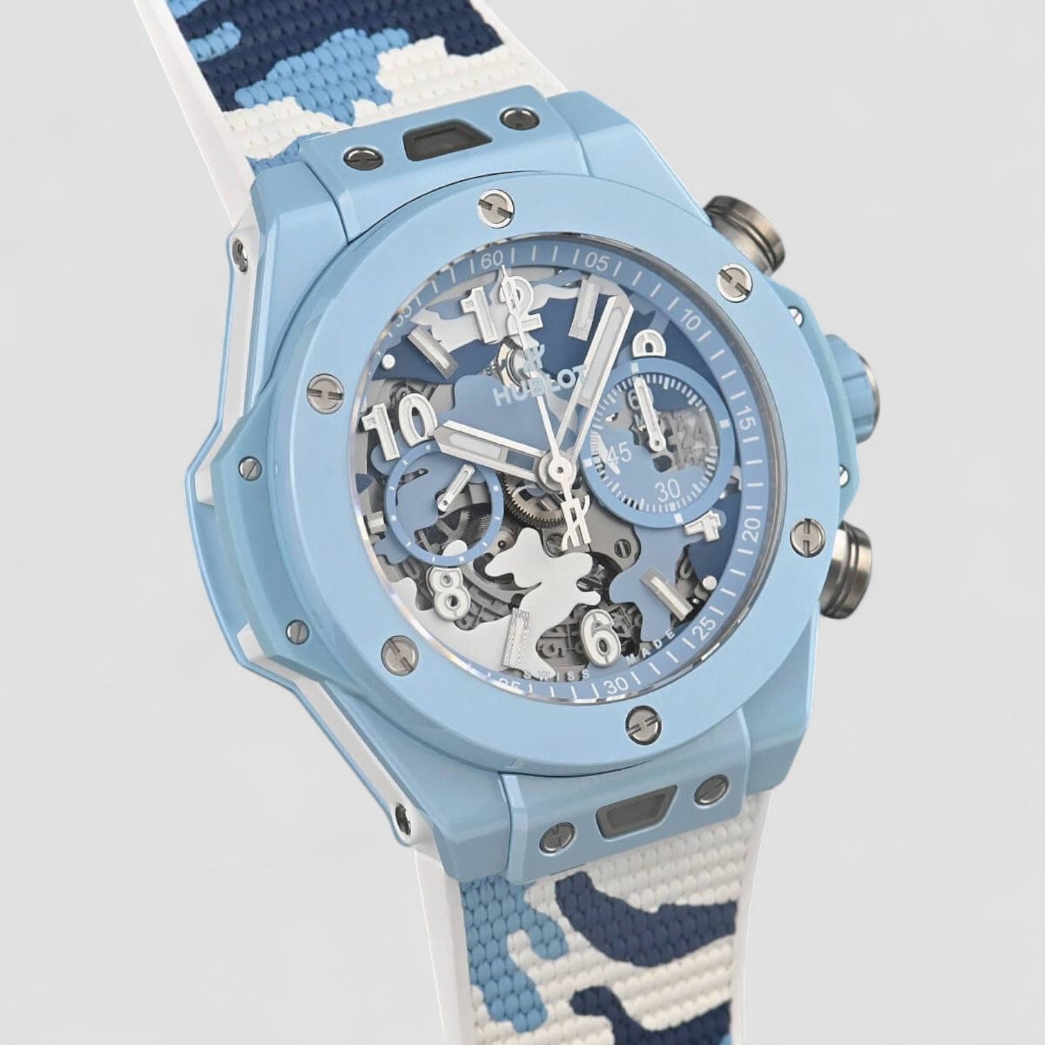 JCAM BIG BANG UNICO SKY BLUE CAMO 44 MM