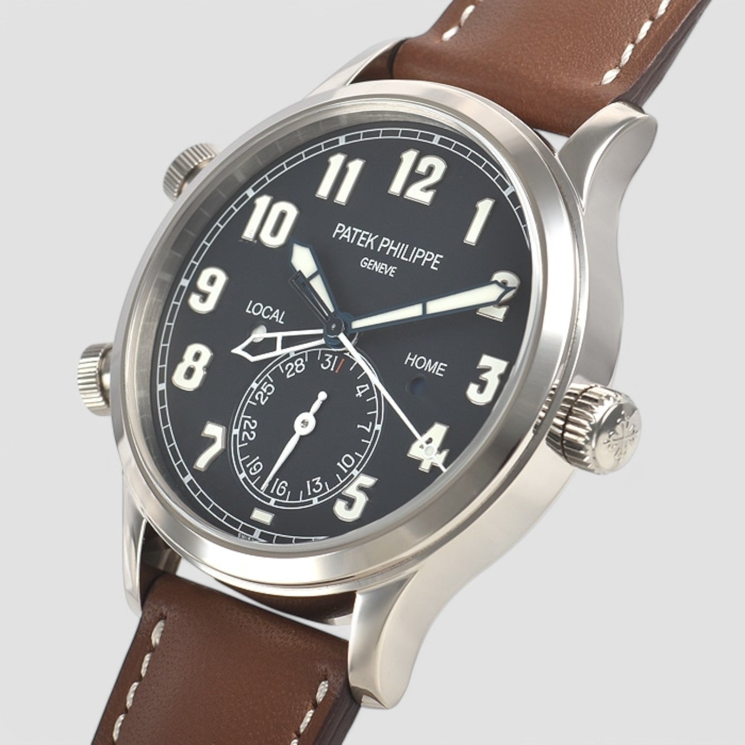 Calatrava 5524G Pilot Travel Time 18k White Gold