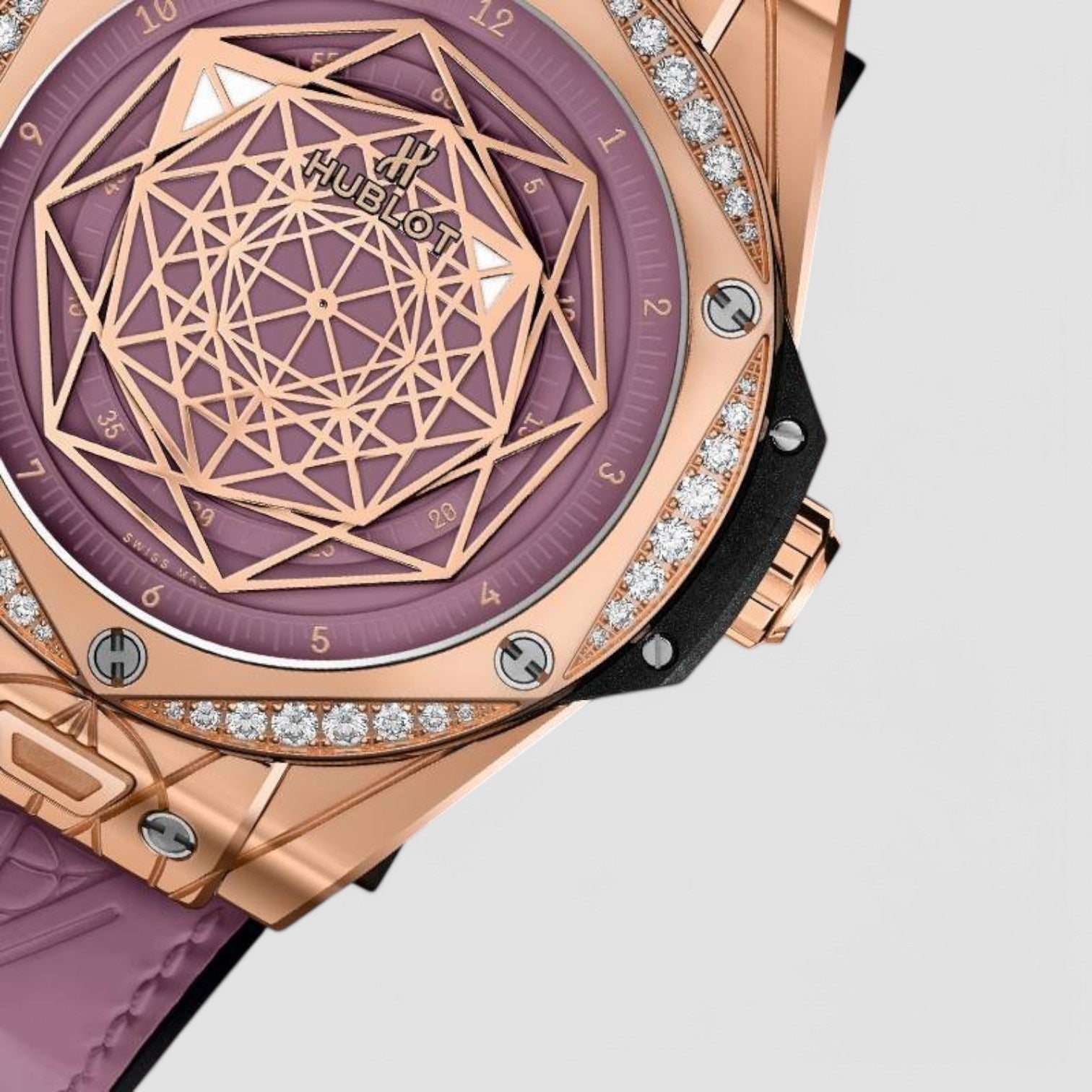 Big Bang One Click Sang Bleu King Gold Pink Diamonds Watch 39mm