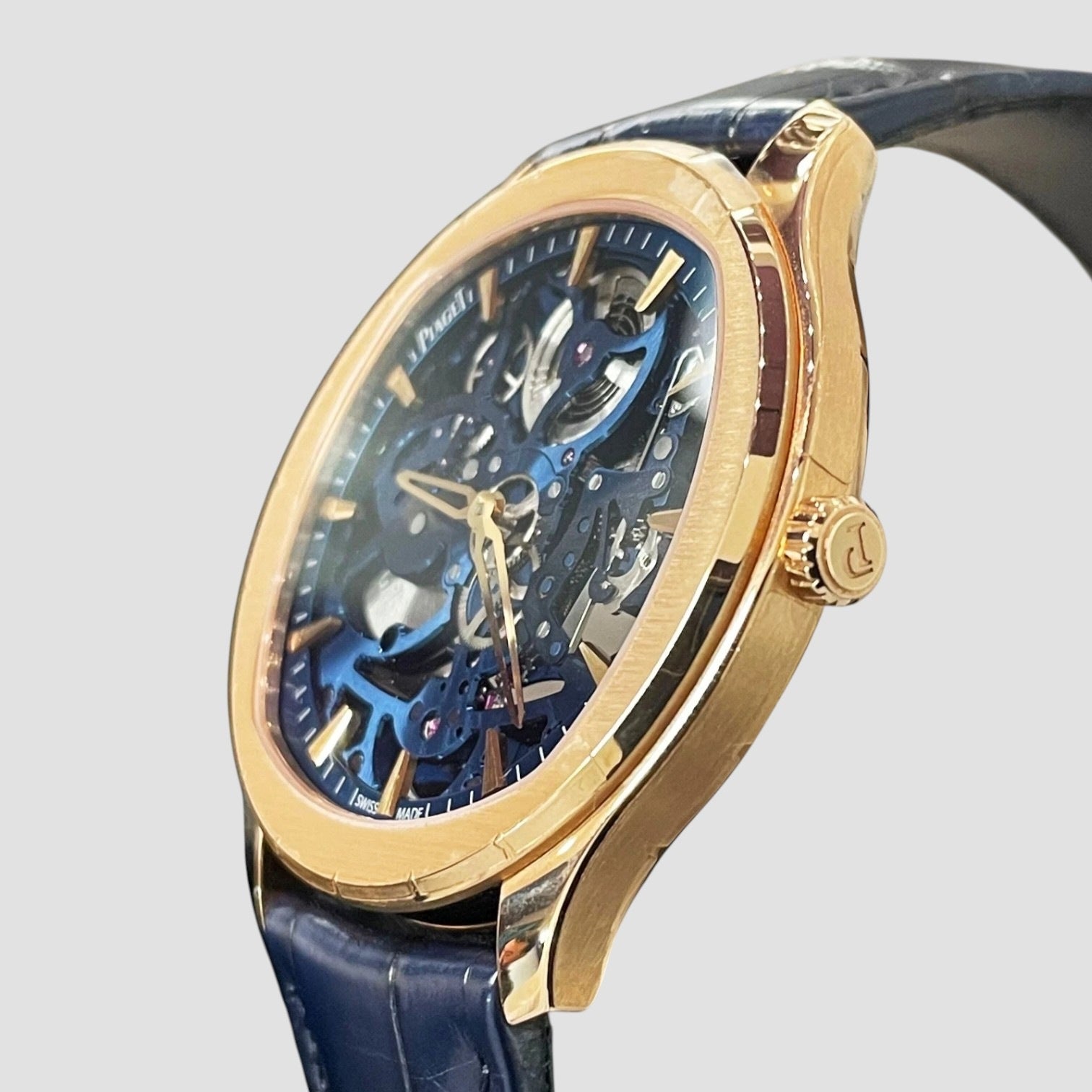 POLO SKELETON 42mm ROSE GOLD BLUE ALLIGATOR 42mm