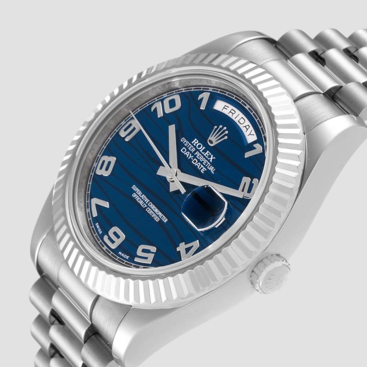President Day-Date II White Gold Blue Dial Mens Watch