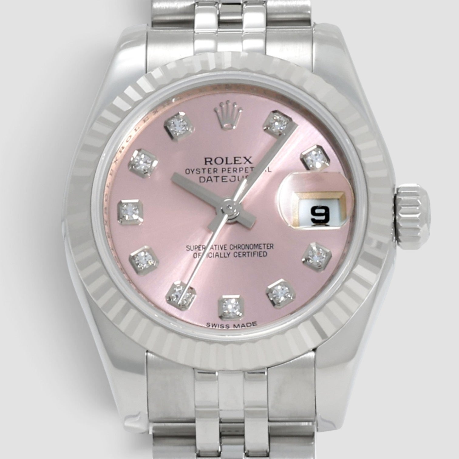 Lady-Datejust 26mm Steel & White Gold Pink Diamond Dial