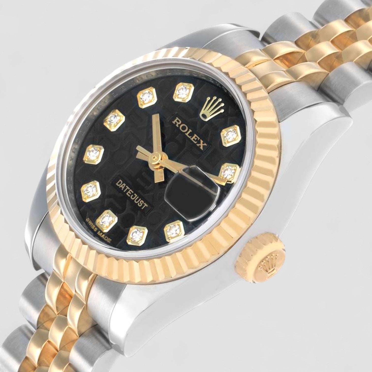 Lady DateJust Automatic Chronometer Diamond Black Dial Ladies Watch