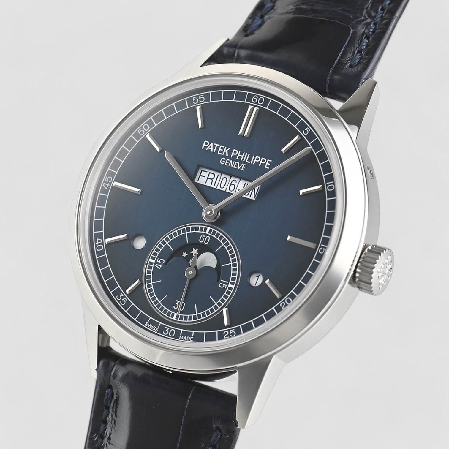 In Line Perpetual Calendar Platinum Blue Dial