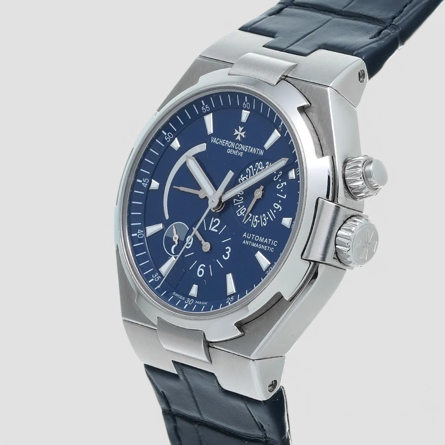 Overseas 47450 Dual Time SS Blue Dial