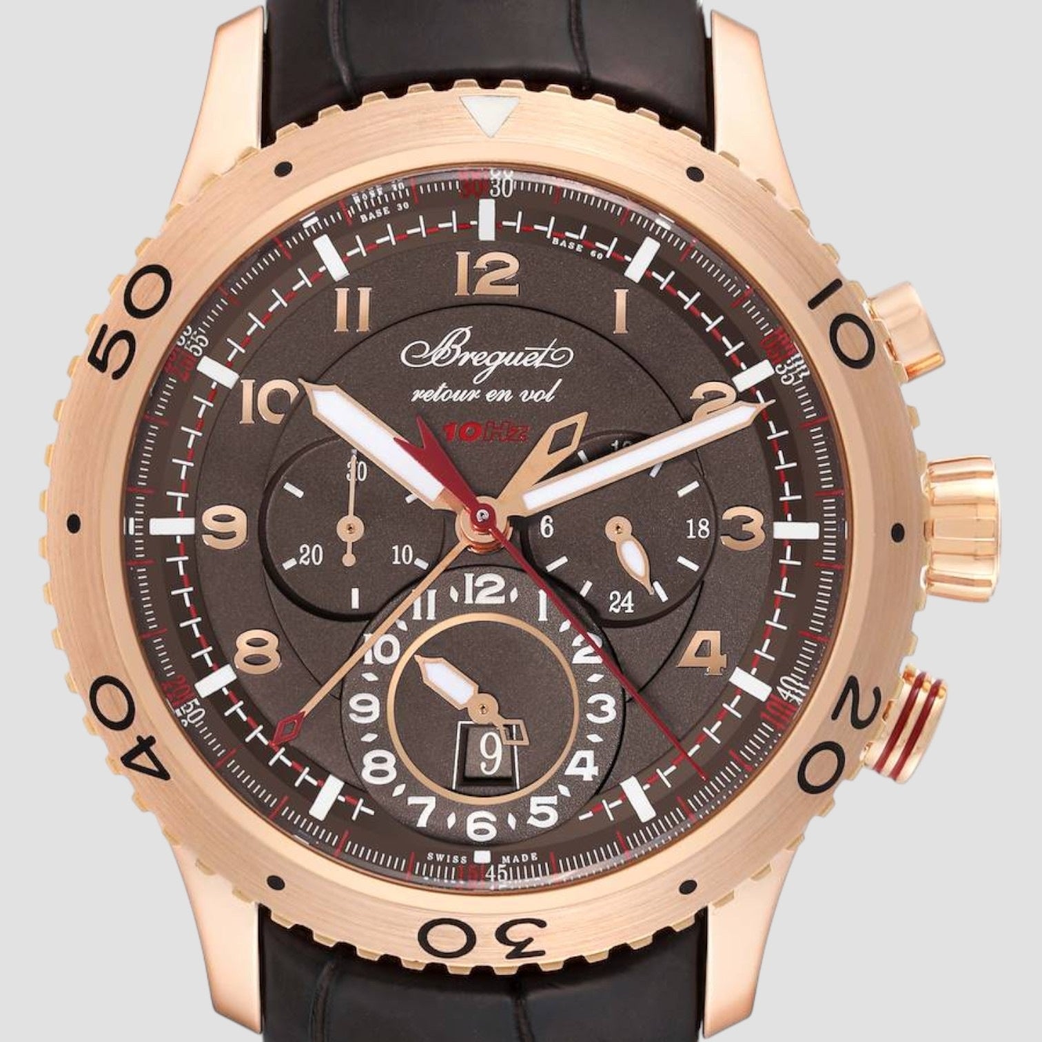 Type XXII Flyback Brown Dial Rose Gold Mens Watch
