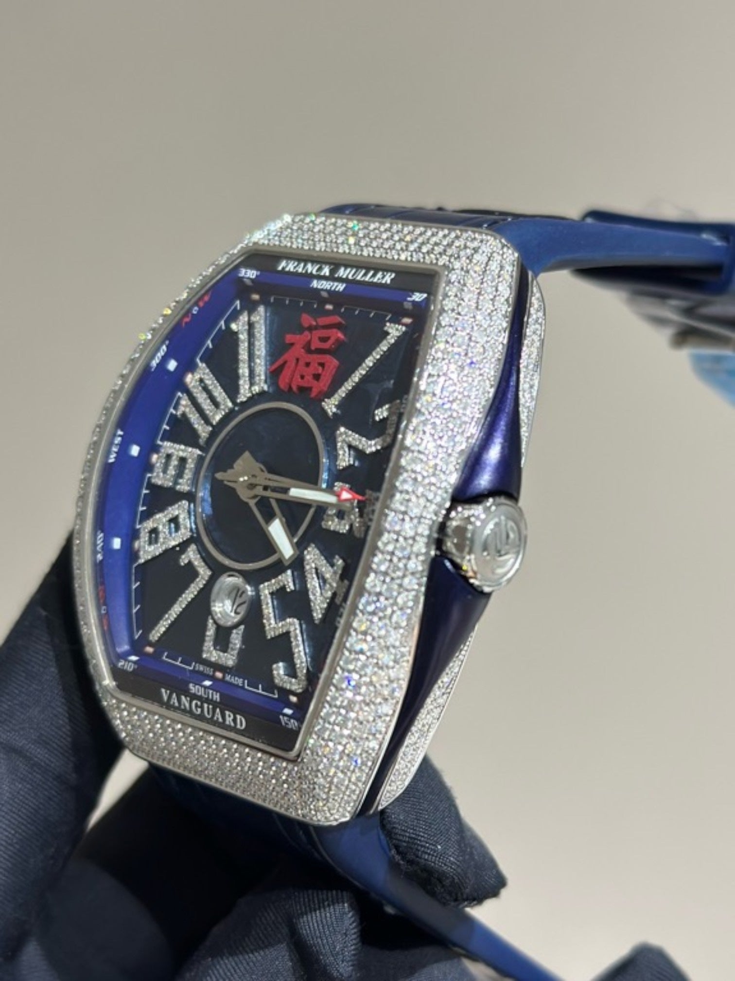 Vanguard V45 Vanguard Automatic Blue FU 福 Limited Edition - Diamond custom - Iced Out