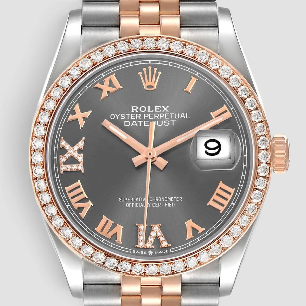 Datejust 36 Grey Roman Numeral Diamond Dial Jubilee