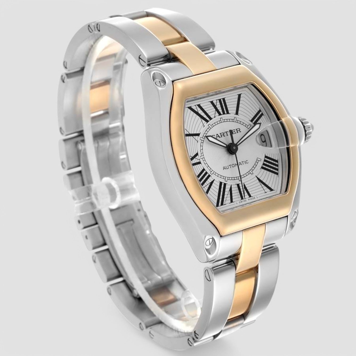 Roadster Steel Yellow Gold Silver Dial Mens Watch