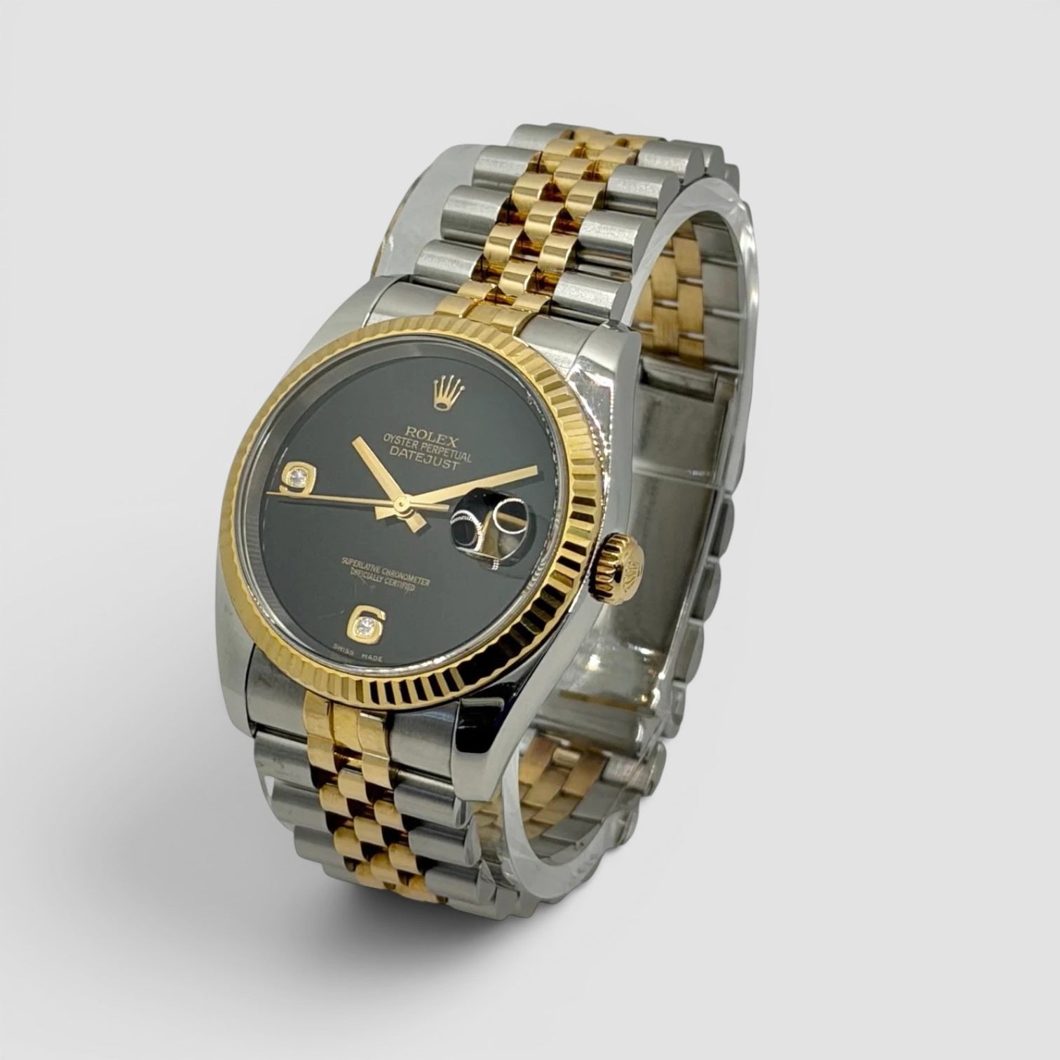 Datejust 36mm Factory Black Onyx Diamond Dial Two-Tone Jubilee