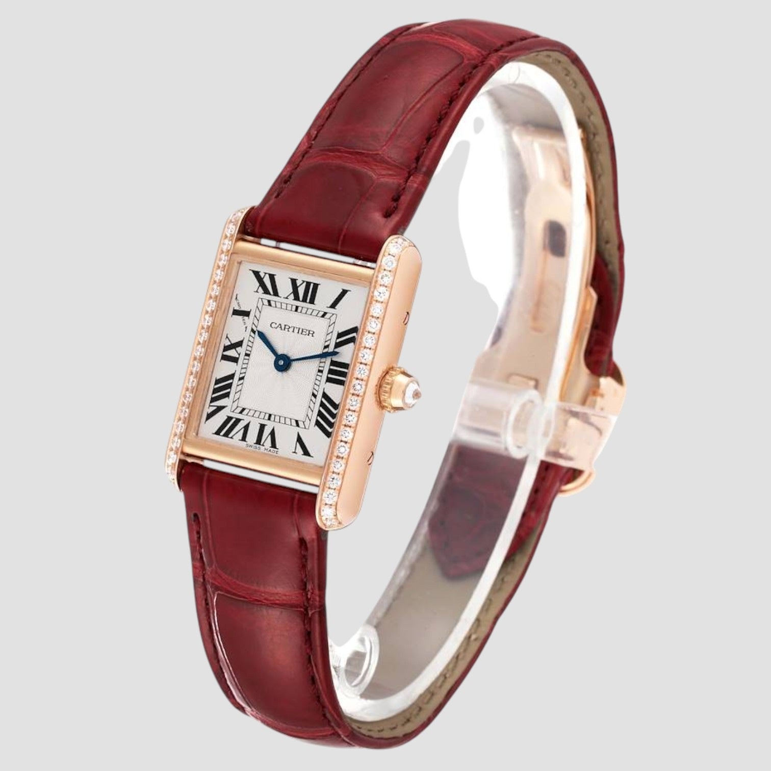 Tank Louis Small Rose Gold Diamond Ladies Watch