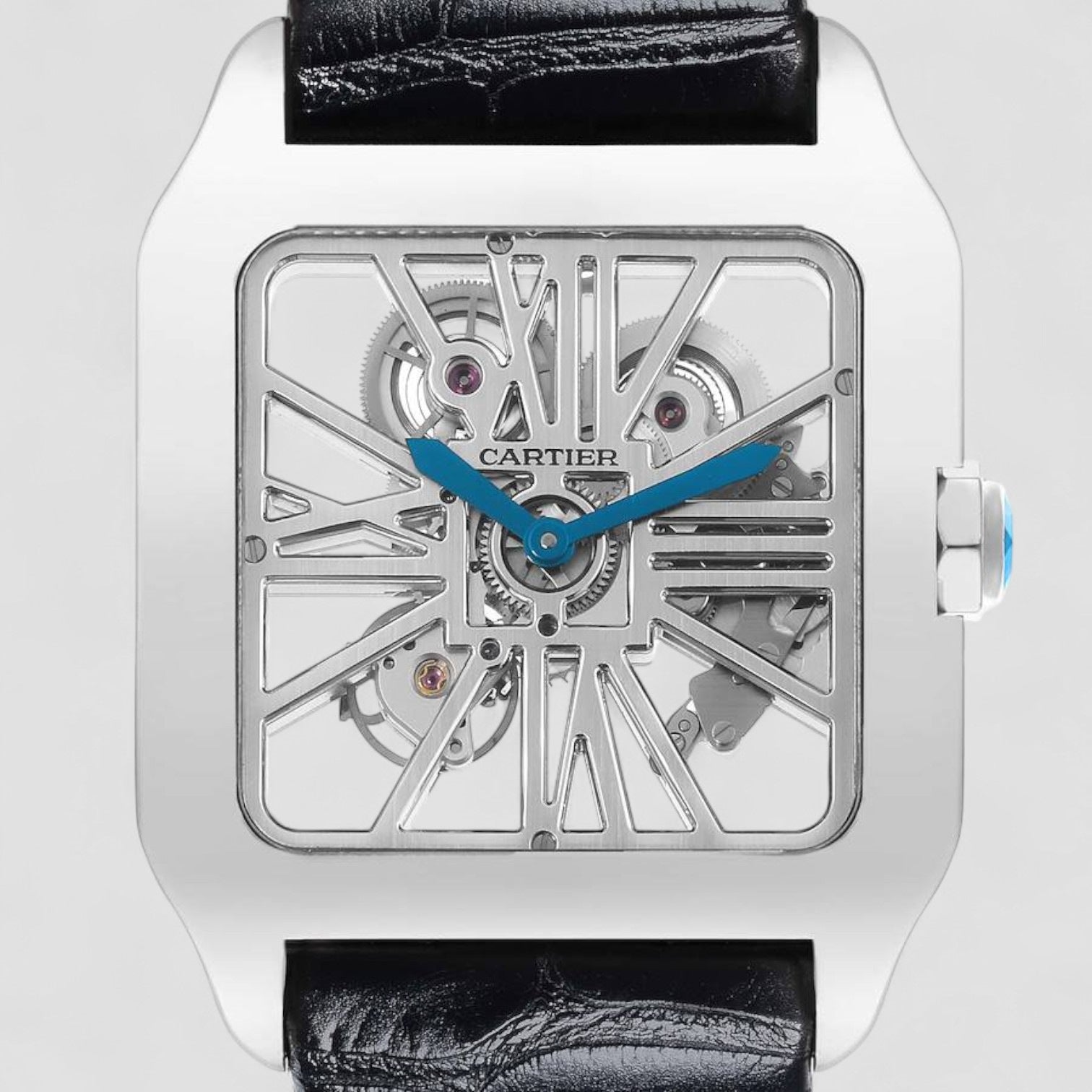 Santos Dumont Skeleton Dial White Gold Watch