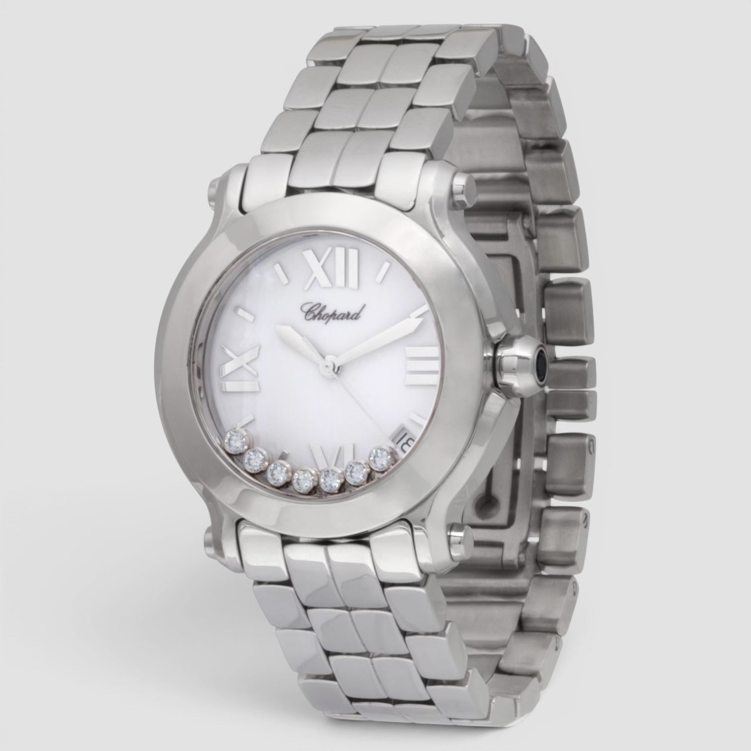 Happy Sport 36mm Steel White Dial Diamond