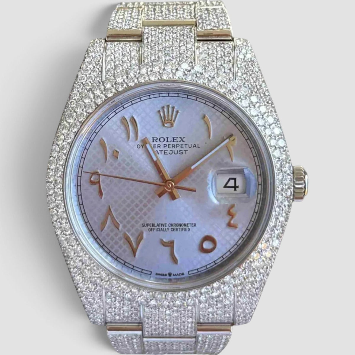 Datejust 41 Custom Arabic Dial Fully Iced Out