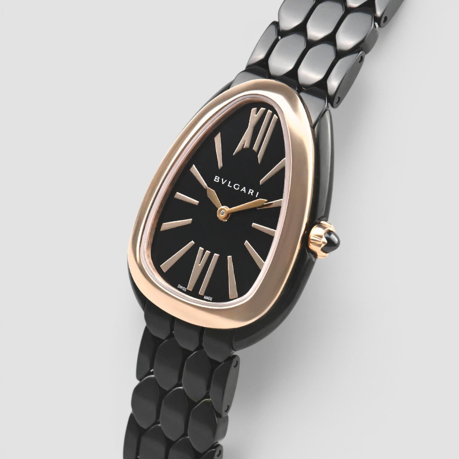 Serpenti Seduttori Black Dial Stainless Steel & Rose Gold Tone