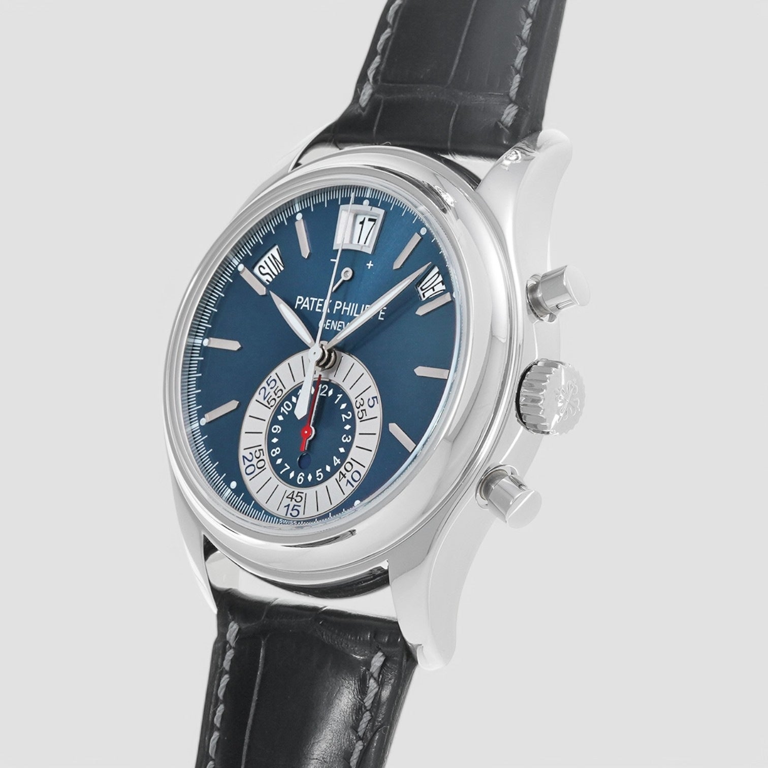 Annual Calendar Chronograph Platinum Blue Dial