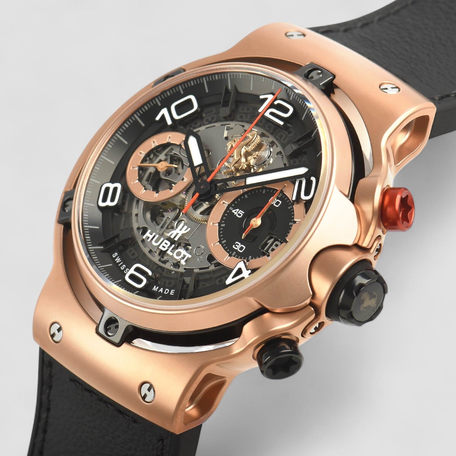 Classic Fusion Ferrari GT KingGold Chronograph Automatic Black Skeletal Dial Men's Watch