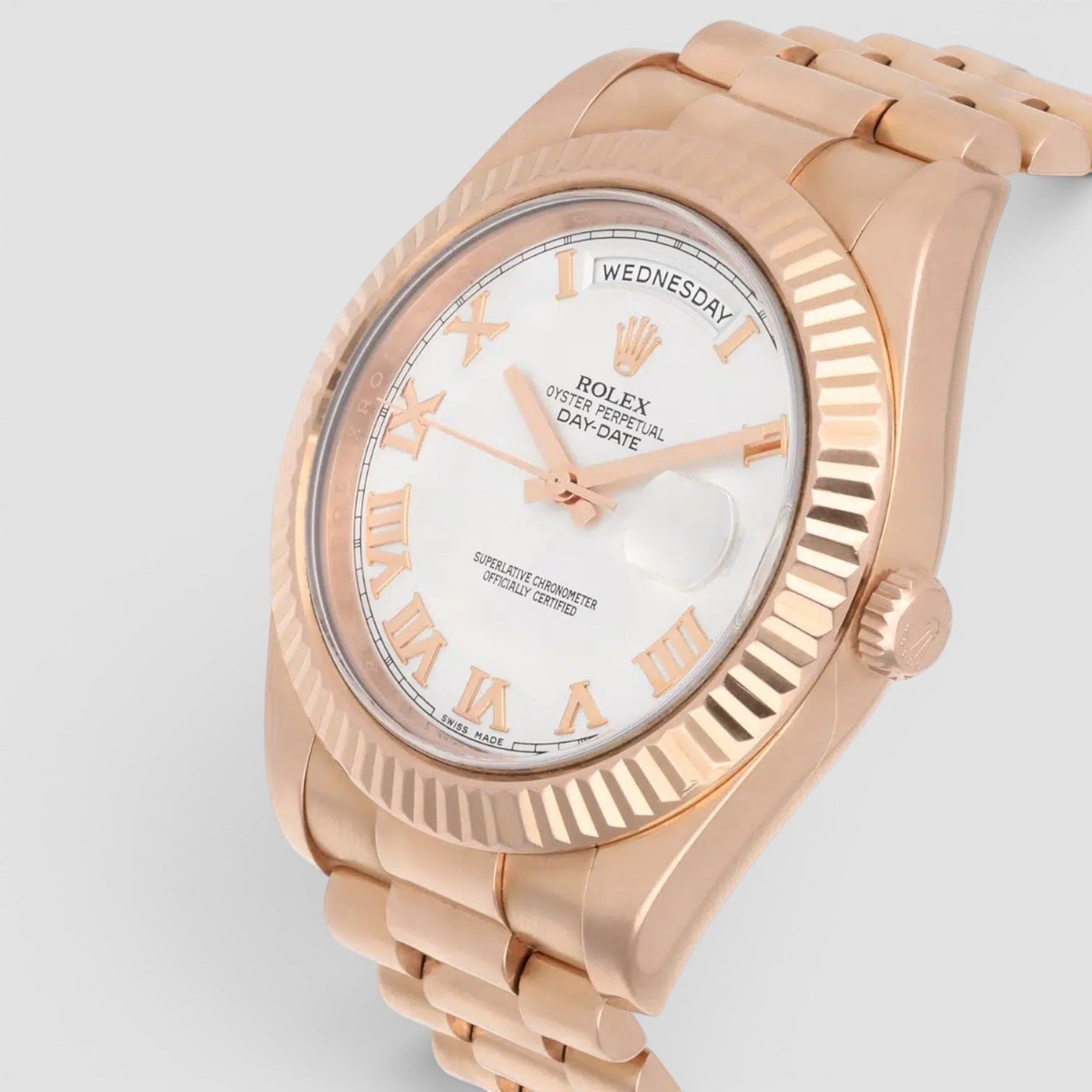 Day-Date II 41mm 18K Everose Gold White Roman Dial