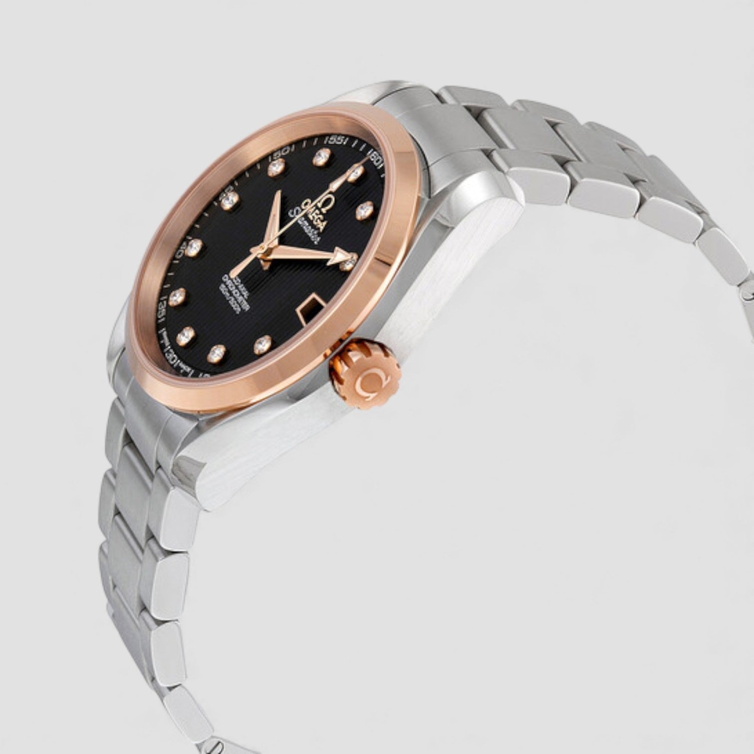 Seamaster Aqua Terra Automatic Diamond Black Dial 18kt Rose Gold Men's Watch